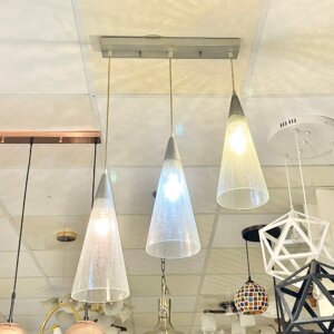裂紋透明錐形吊燈-3燈